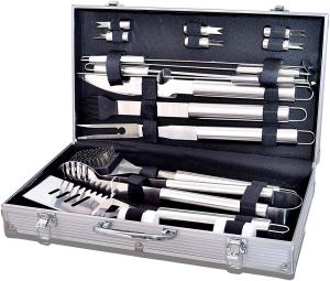 Procamp 18-piece stainless steel bbq tool set with aluminum storage case pro000065