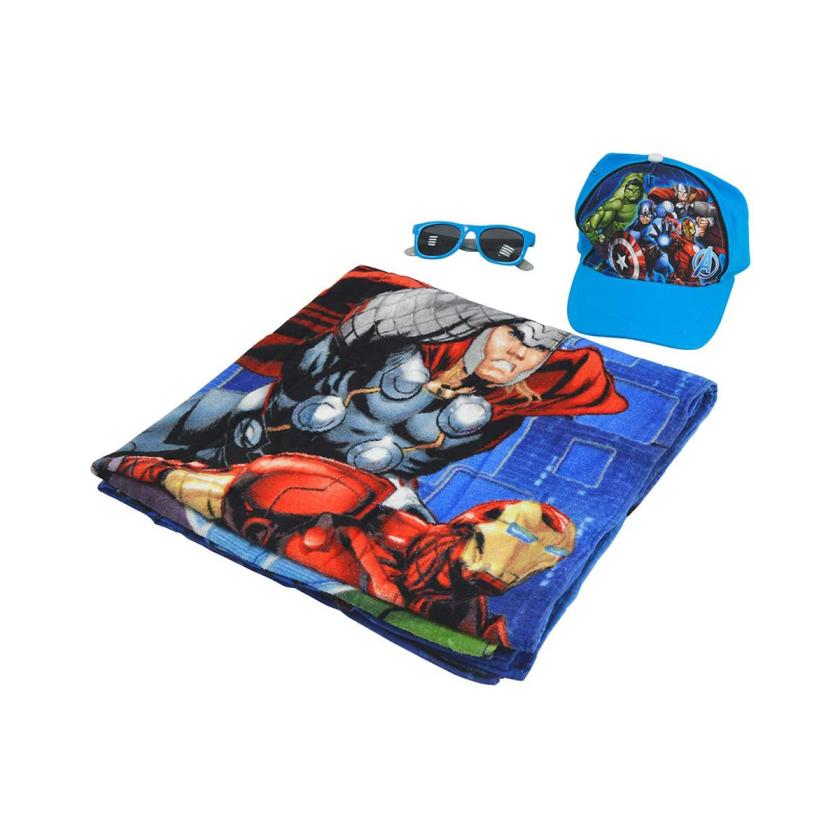 Marvel Avengers Beach Set-Bag,Towel,Caps &amp; Sunglasses - Ncw002