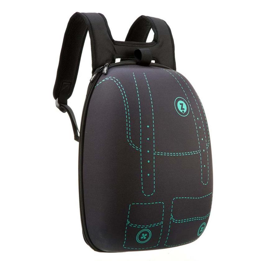 Zipit Shell Backpack Black With Green Pockets