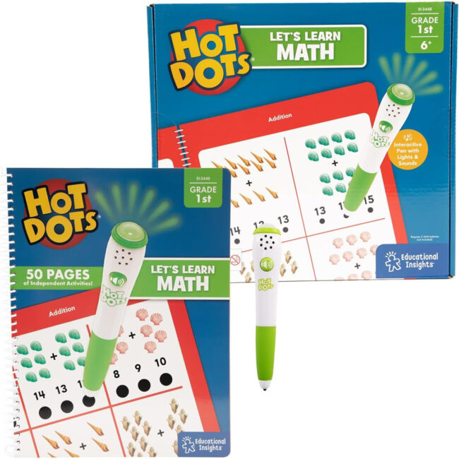 086002024480-01 Educational Insights Learning Resources Hot Dots Lets Learn Math 1st Grade Activity Book Interactive Pen with Instant Feedback Over 100 Activities Ages 6 in UAE