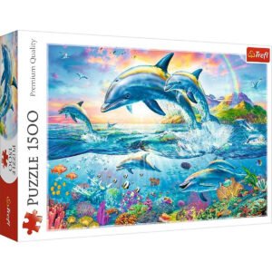 TREFL 1500 Piece Jigsaw Puzzle Dolphin Family Ocean Scene Island Paradise Sealife Coral Reef Adult Puzzles Trefl 26162