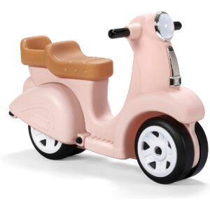 Step2 Kids Ride Along Scooter Single Seater Easy to Store Ride On Toy with Rear Storage Slot Suitable for Children both Boys and Girls Aged 18m and Above Pink