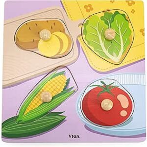 Viga Wooden Knob Puzzle Vegetable