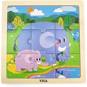Viga Elephant Wooden Puzzle 9Piece