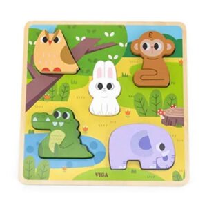 Viga Tactile Puzzle Forest Wooden Animal 5 Pcs