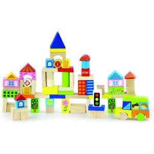 Eitech Viga Toys 50287 Building Blocks In A Drum City 75 Pcs