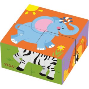 Eitech Viga Toys 50836 Cube Puzzle Wild Animals 4 pcs