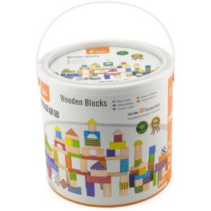 Viga Wooden Blocks for Kids100Piece Set Multicolor