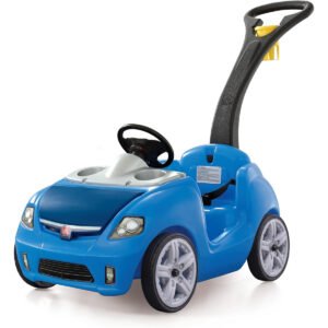 Step2 Whisper Ride II Single Seater Kids Push Car Easy to Store Ride On Toy with Seatbelt Horn and Storage Trunk Suitable for Children both Boys and Girls Aged 18m and Above Blue