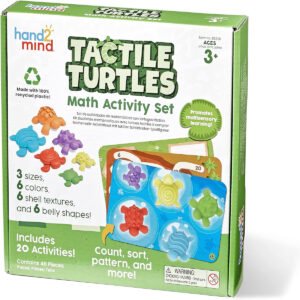 hand2mind Learning Resources Maths Activity Set Tactile Turtles Numbers Learning for Toddlers Math Counter for Children Colour Sorting Toy Sensory Game with Turtles Montessori