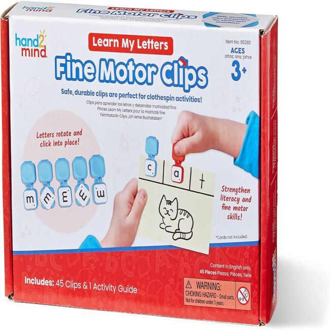 SPRM-95380-01 hand2mind Learning Resources Learn My Letters Fine Motor Skill Clips Kids Peg Activities Preschool Alphabet Exercises Pincer Grip Development Toys in UAE