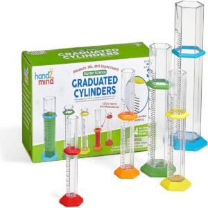 hand2mind Learning Resources Starter Science Graduated Cylinder Set Ages 3 Science Lab Equipment Kids Measuring Toys for Kids Educational Science Kits Kids Chemistry Set School Science Supplies