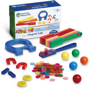 Learning Resources Super Magnet Lab Kit STEM Toy Critical Thinking 119 Pieces Ages 5 Multi Color