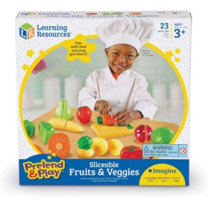 Learning Resources Pretend Play Fruit Cutting Fruits and Veggies Toy Kids Play Food Plastic Fruit Veggies Kitchen Toy Ages 3