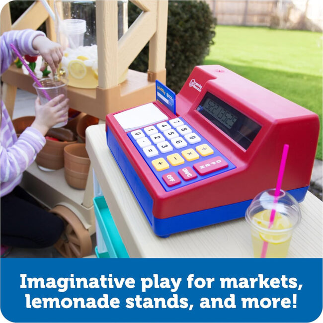SPRM-LSP2629-UK-02 Learning Resources Pretend Play Calculator Cash Register Classic Counting Toy Kids Cash Register 73 Pieces Ages 3 in UAE - view 3