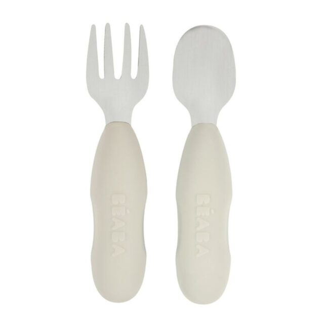 3384349135812-01 Beaba Set of 2 Stainless Steel Pre Cutlery VelvetGrey in UAE - view 5