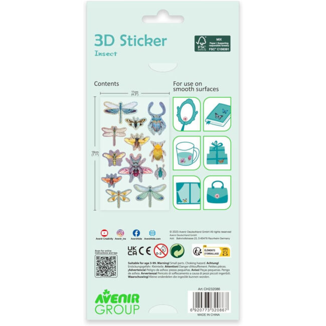 6920773320867-05 Avenir 3D Stickers 10 pack Insect Multicolour These beautiful and realisticlooking 3D stickers pop out to showcase a gorgeous collection ages 3 in UAE - view 5