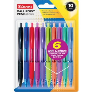 Luxor Micra Trendy design Pen Smooth Ink Flow pens Precision writing and signing needs 07mm ball tip Pen Pack of 10
