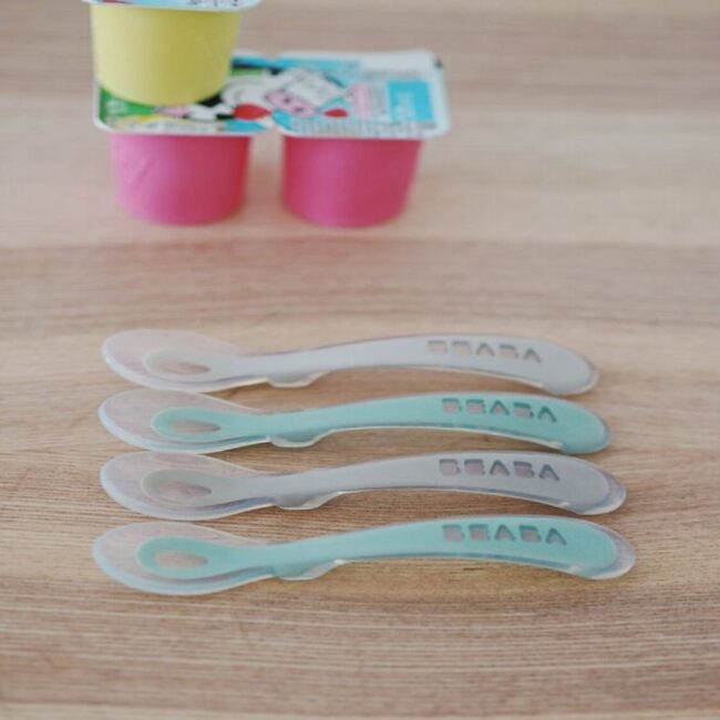 913555-02 Beaba Silicone 2nd Age Spoon Set of 4 Velvet Grey Sage Green in UAE - view 2
