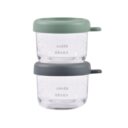 Beaba Conservation Jar Glass Set of 2 x 150ml Mineral Sage Green in UAE - view 2