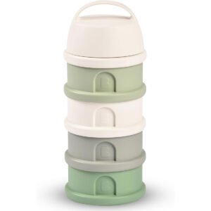 Beaba Formula Milk Container 4 Compartments Cotton white Sage green