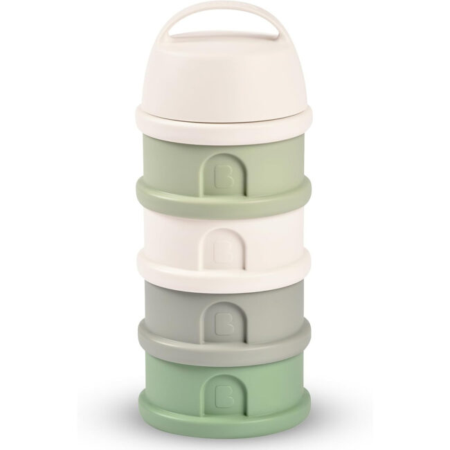 MR-911711-01 Beaba Formula Milk Container 4 Compartments Cotton white Sage green in UAE