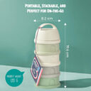 Beaba Formula Milk Container 4 Compartments Cotton white Sage green in UAE - view 5