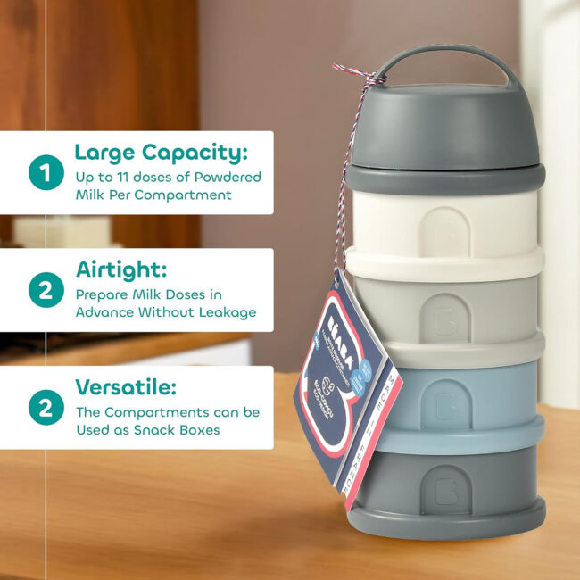 MR-911712-04 Beaba Formula Milk Container 4 Compartments Mineral grey blue in UAE - view 4