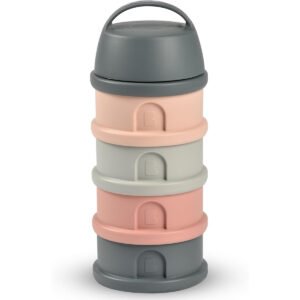Beaba Formula Milk Container 4 Compartments Mineral Grey Pink