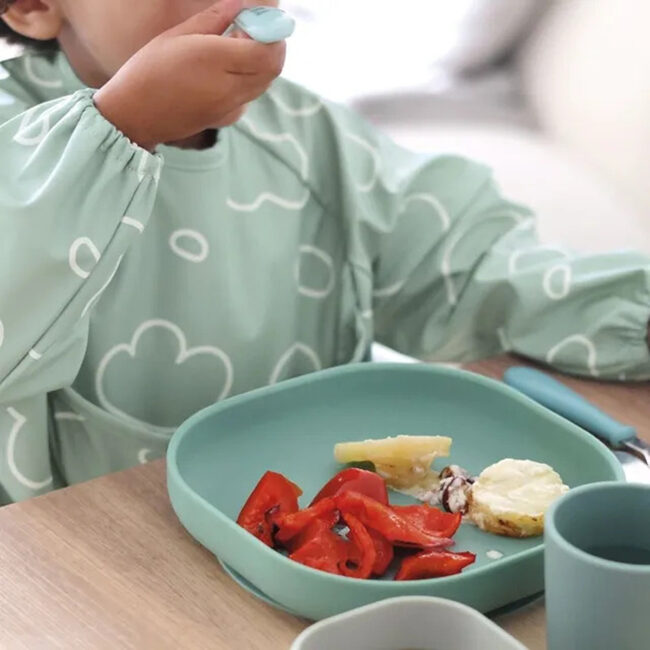 Beaba 2in1 Bib With Removable Sleeves Sage Green in UAE - view 2