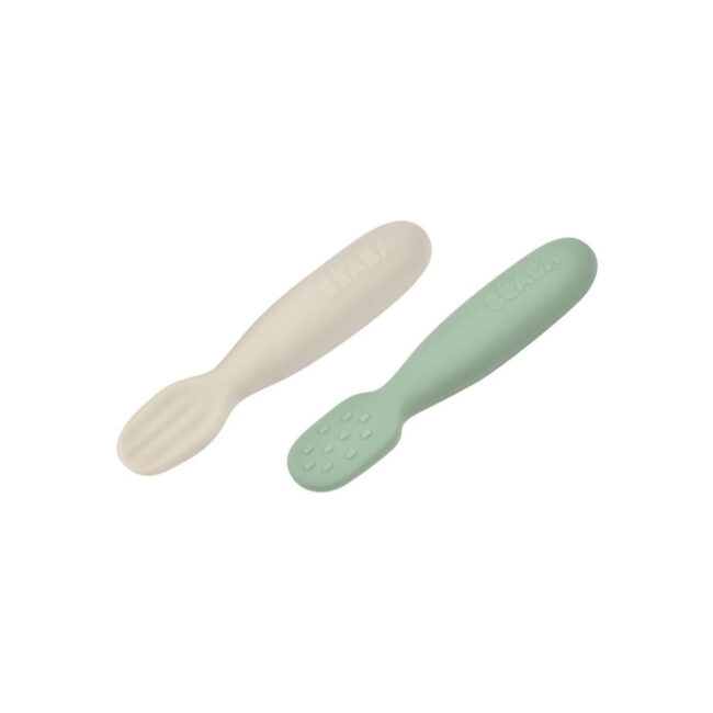 MR-913578-03 Beaba Set of 2 Silicone Pre Spoons SageGreen VelvetGrey in UAE - view 3