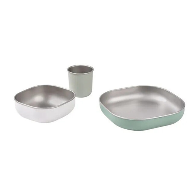 Beaba Stainless Steel Meal Set Sage Green in UAE - view 2