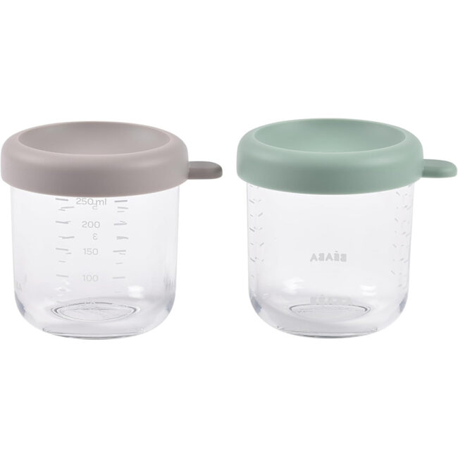 MR-BEA914011-02 Beaba Set of 2x250ml Glass Conservative Jars Sage SageGreen Gazelle in UAE