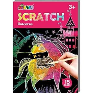 Avenirs Mini Scratch Book Unicorns is an engaging activity book suitable for children aged 3 promoting imagination creativity motor skills handeye coordination and manual dexterity