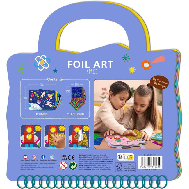 PLS-AVCH231922-02 Avenir Foil Art Space Multicolour Easy messfree and fun Convenient carry handle and beautiful illustrations Peel off the stickers Convenient carry handle Ages 3 in UAE - view 2