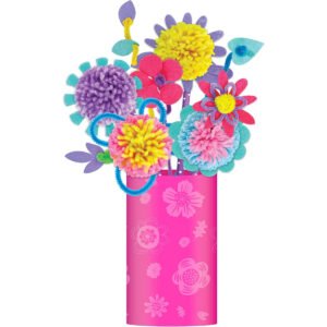 Avenir Pom Pom Bouquet Flowers Multicolor activity for kids precut felts and felt stickers Perfect work of art to keep for room decoration or to give as a gif ages 3