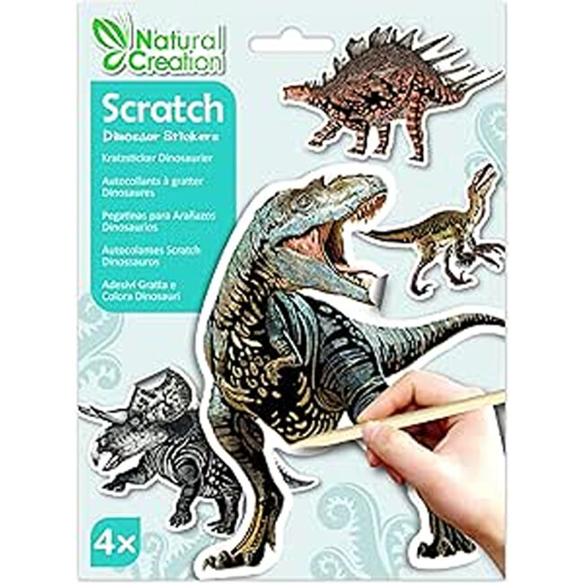 Avenir Scratch Stickers Dinosaur Multicolour Decorate and colour the 4 ferocious dinosaur stickers with scratch art For ages 3 years in UAE