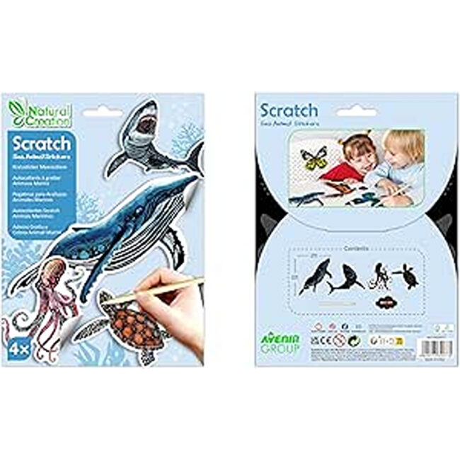 PLS-AVCH232077-01 Avenir Scratch Stickers Sea Animal Multicolour Decorate and color the 4 ferocious stickers with scratch art For ages 3 years in UAE