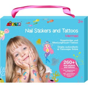 Avenir Nail Stickers and Tattoos Mermaid Over 260 Colorful and Temporary StickersTattoos for KidsEasy to Use and RemovePerfect Fashion Activity Ideal Gifts for Girls3