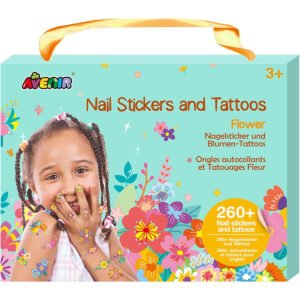 Avenir Nail Stickers and Tattoos Flower Over 260 Colorful and Temporary Stickers Tattoos Easy to Use and RemovePerfect Fashion Activity Ideal Gifts for Girls 3