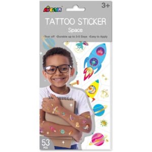 Avenir Space Tattoo Sticker 53pc Set of WaterBased Ink Temporary Tattoos Safe and Easy to Apply and Remove Lasts 35 Days for Kids 3