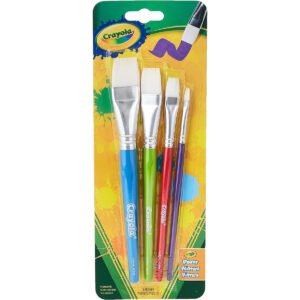 Crayola Flat Brush Set Artist Paint Brush Set for Watercolor Brush Oil Acrylic Drawing Painting Multicolor 4 Sizes 4Pcs