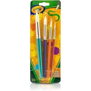 Crayola Round Brush Set Artist Paint Brush Set for Watercolor Brush Oil Acrylic Drawing Painting Multicolor 4 Sizes 4Pcs