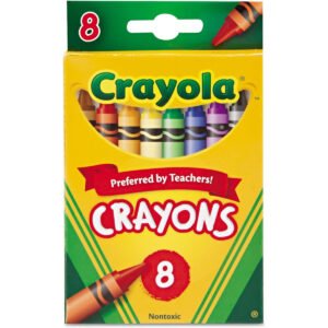 Crayola 8 Piece Crayons For Creative Arts and Crafts Coloring Books School Projects NonToxic Rounded Wax Kids Crayon 2 Years