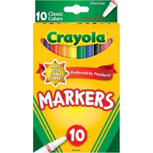 Crayola Original Marker Set Fine Tip Assorted Classic Colors Set of 10