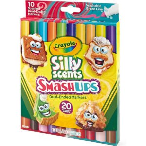 CRAYOLA 10 Ct Silly Scents Smash Ups Broad LIne DualEnded Washable Markers