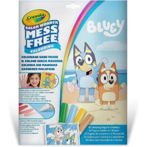 CRAYOLA Color Wonder Colouring Set with 18 Colouring Pages 4 Blue Spot Free Markers Creative Activity for Kids Ages 3 4 and 5 Years