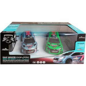DPower D Rally Monster Twin Pack RTR 2 Radio Remote Control Car for Kids 126 Scale Dual Frequency Radio Channel All Way Movement RC Car WhiteGreen Asst