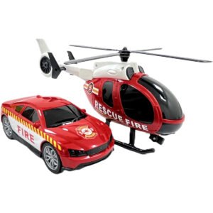 DPower Helicopter Sports Car 114 Scale Firemen Playset Red Elevate the excitement with this 114 scale Firemen Playset Requires Batteries 3x LR44 batteries included Ideal gifts ages 3