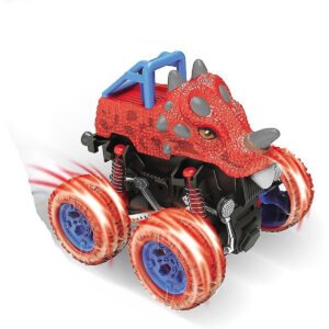 DPower Inertia Dinosaur Fleet Toy Red Stunt Cars No Batteries for Kids 3